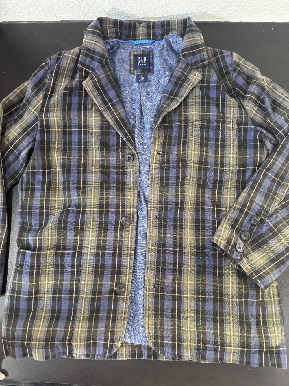 Gap Kids 100% cotton plaid blazer size M 7-8